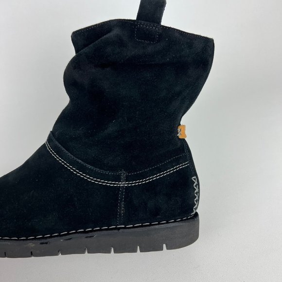 Clarks Unstructured Ashburn Womens Short Slouch Boot Black Suede size 6.5W Wide - Picture 11 of 16